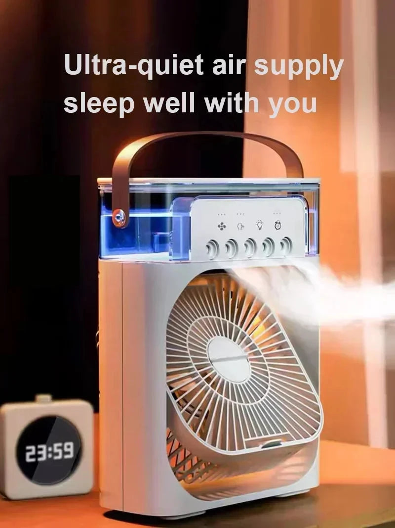 Wentylator 3w1 z Nawilżaczem i Podświetleniem LED — Chłodź się w stylu!